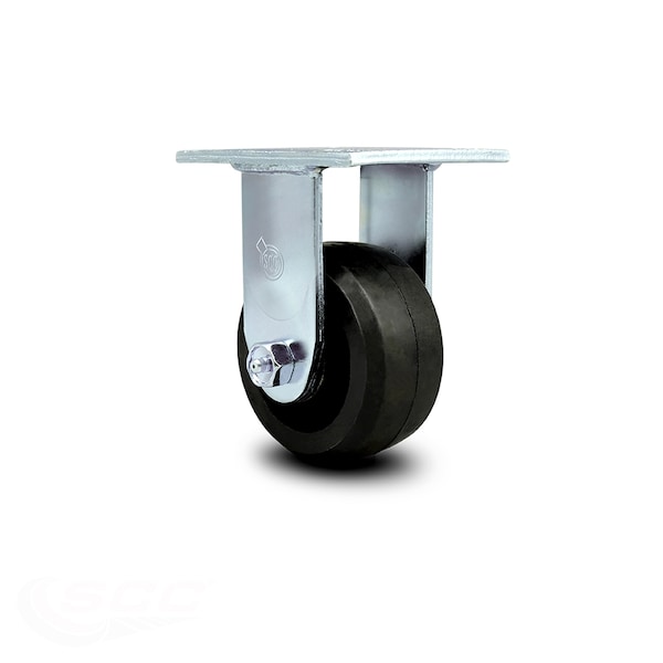 4 Inch Rubber on Steel Wheel Rigid Caster with Ball Bearing